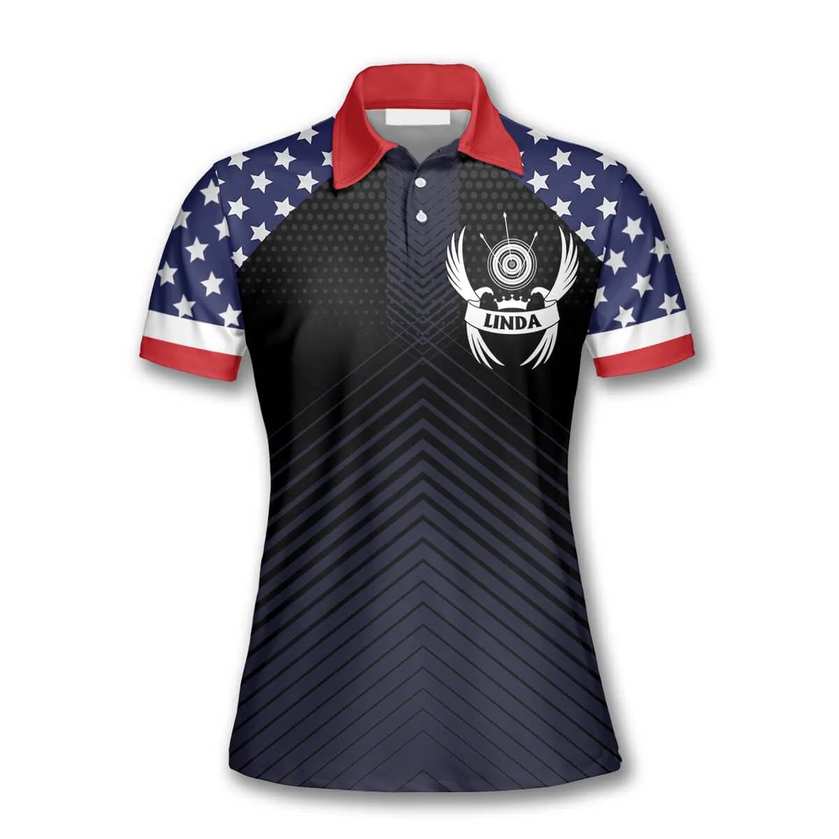 3D All Over Print Eagle Patriotic American Flag Custom Archery Polo Shirts for Women