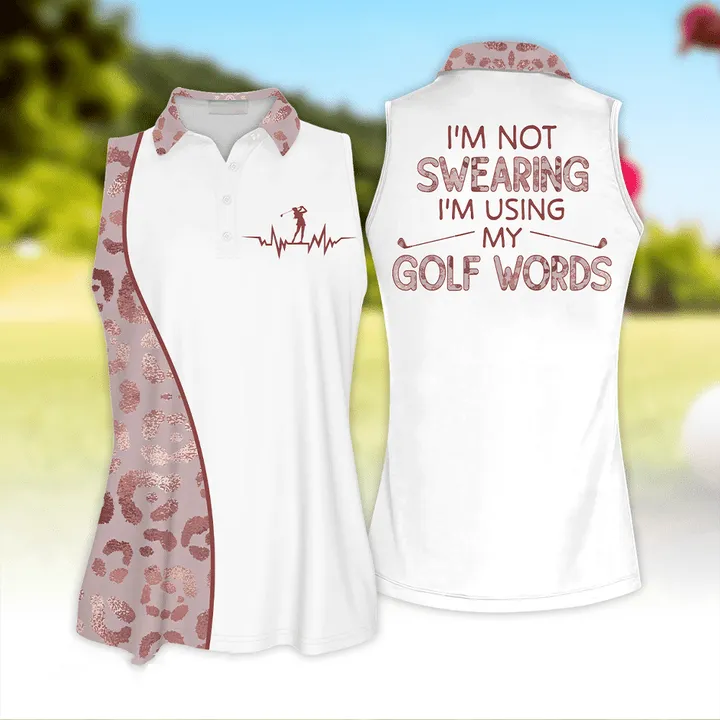 3D All Over Print Golf Heart Beat Shirt, I'm Not Swearing I'm Using My Golf Words Golf Leopard Polo Shirt