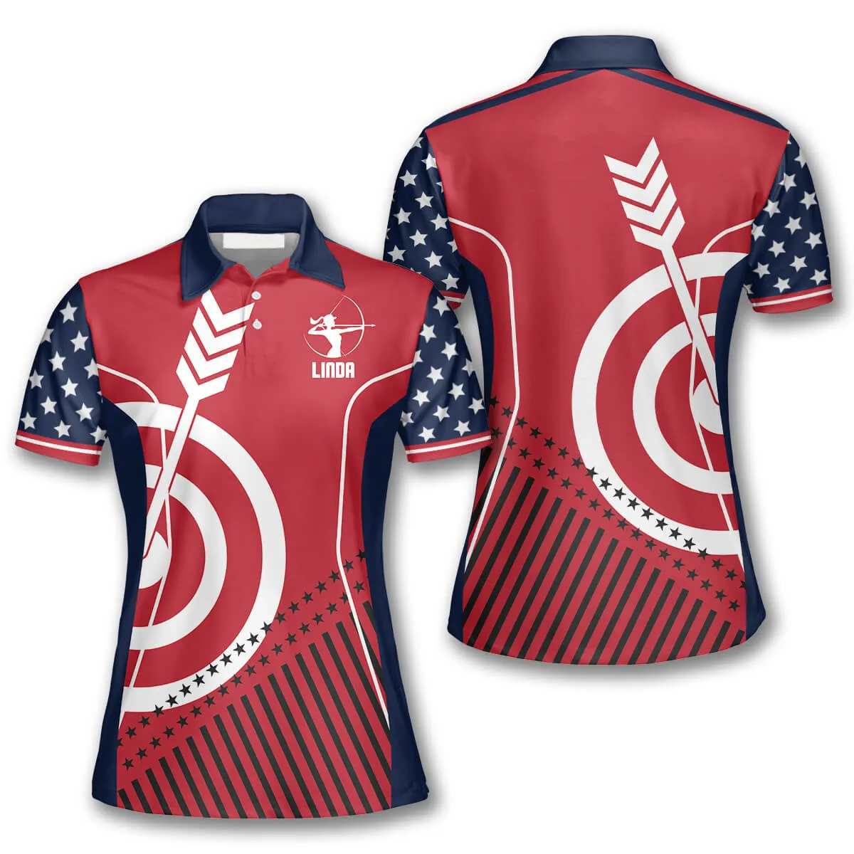 3D All Over Print Patriotic American Flag Custom Archery Shirts for Women, Gift for Her