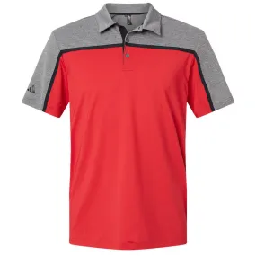 Adidas Men's Collegiate Red/Black/Grey Five Melange Ultimate Colorblocked Polo