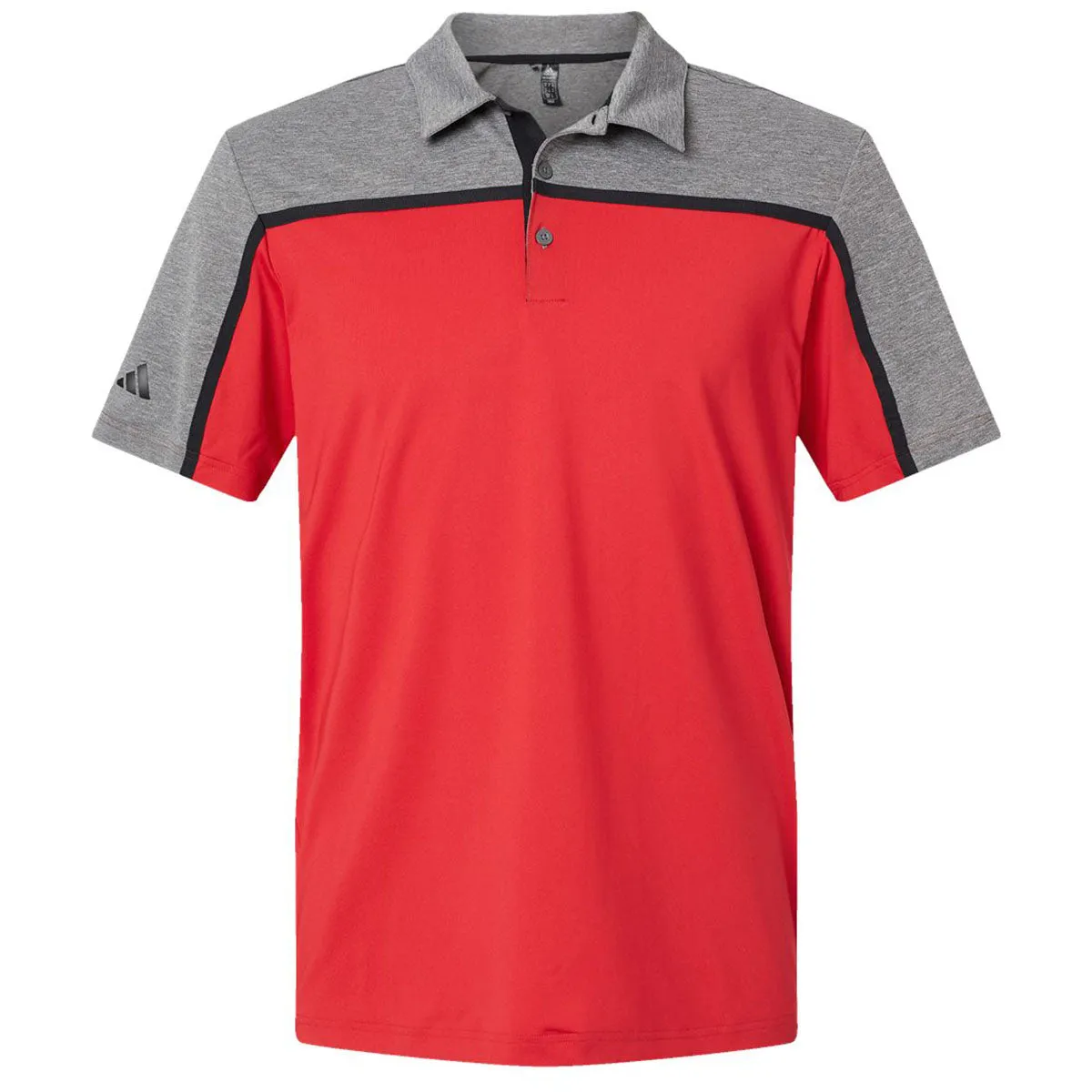 Adidas Men's Collegiate Red/Black/Grey Five Melange Ultimate Colorblocked Polo