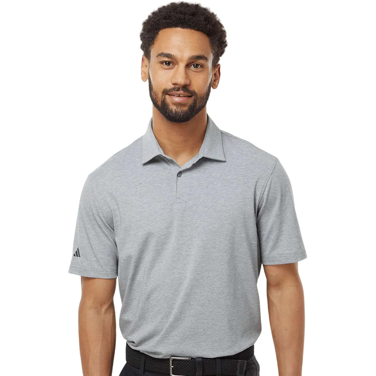 Adidas Men's Grey Three Melange Blend Polo