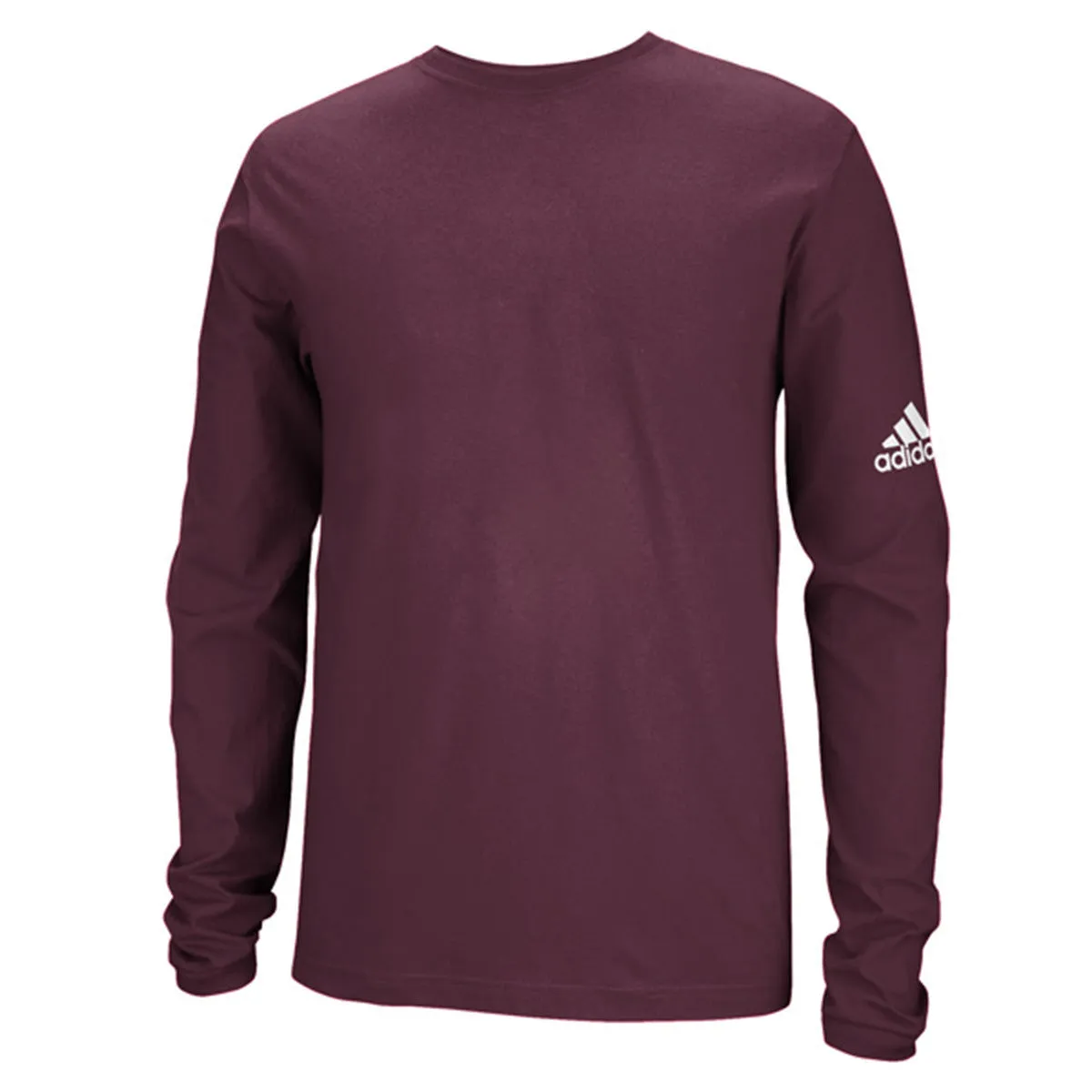 adidas Men's Maroon Long Sleeve Logo Tee