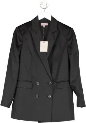 Chic Ana Jakobs Black Satin Blazer - Size UK Small, Elegant Tailored Jacket for Effortless Style