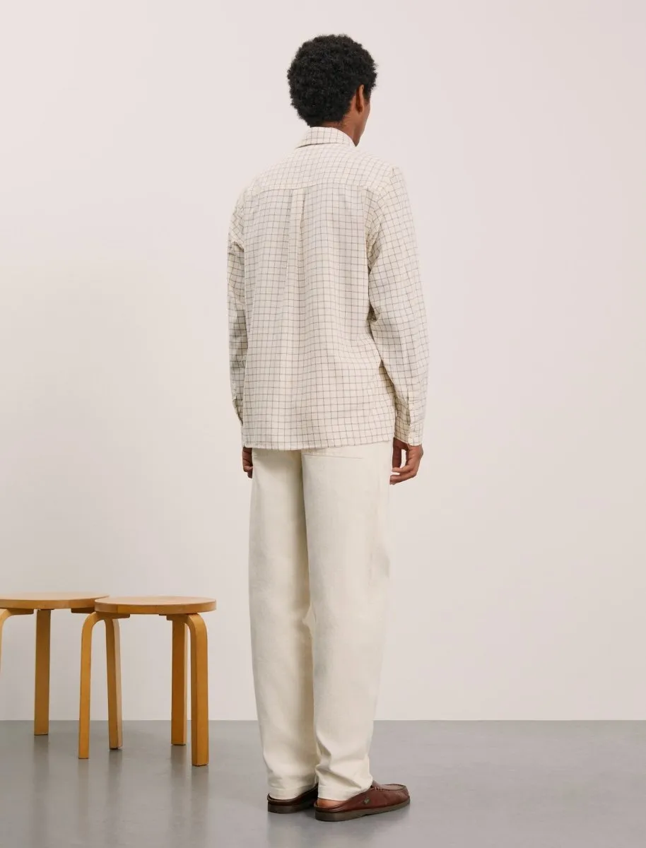 ANOTHER ASPECT Mix L/S Shirt Ecru/Pale Check