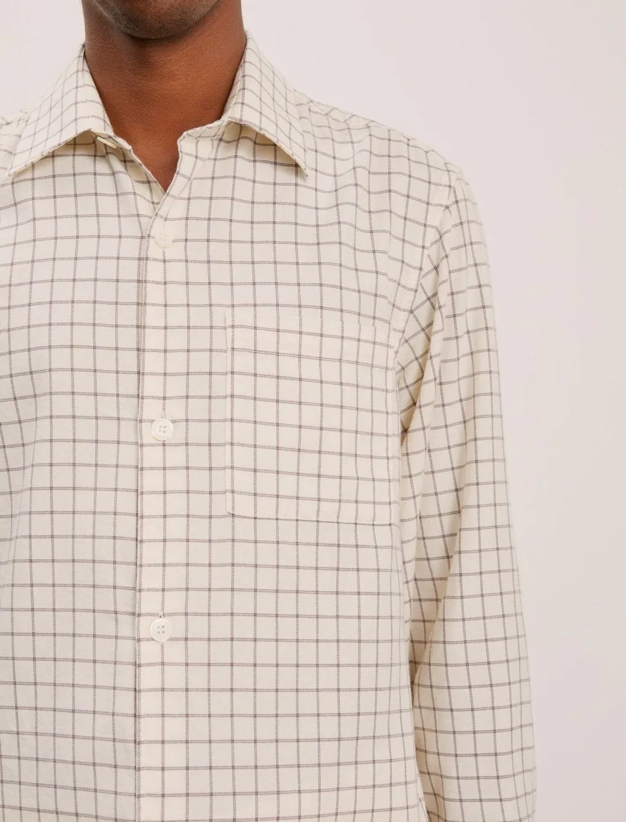 ANOTHER ASPECT Mix L/S Shirt Ecru/Pale Check