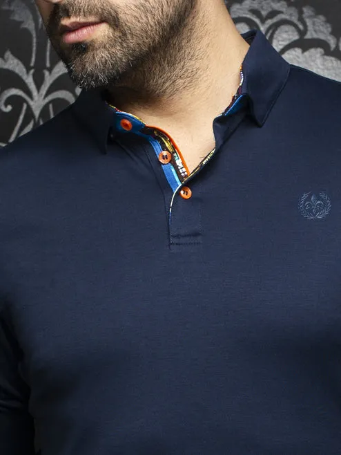 Au Noir Stretch Long-Sleeve Polo | Falcon Navy