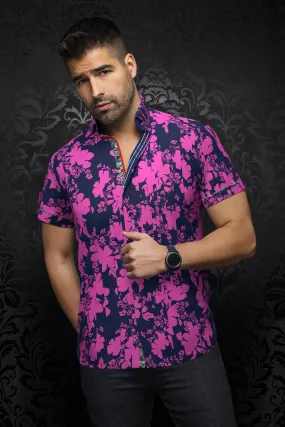 Au Noir Stretch Short Sleeve Shirt | Doriot Fuchsia