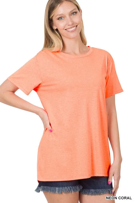 Basic Cotton Tee - Neon Coral