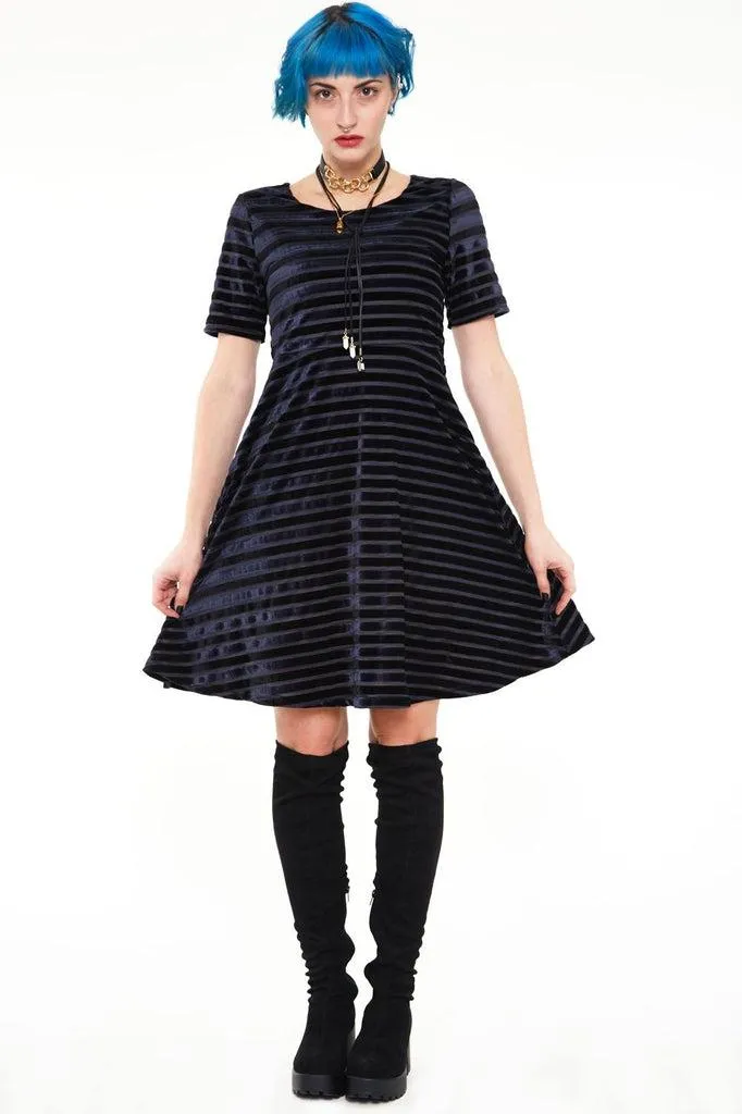 Black Velvet Stripe Dress