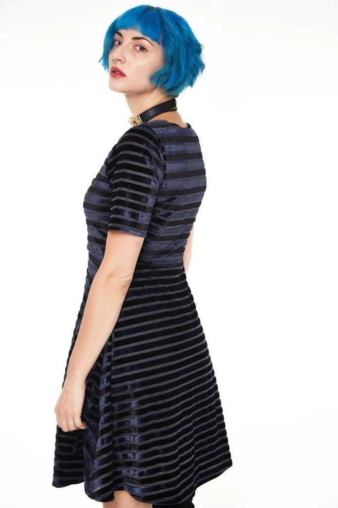 Black Velvet Stripe Dress