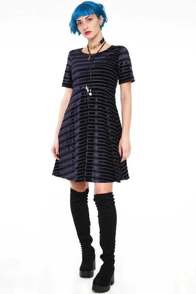 Black Velvet Stripe Dress