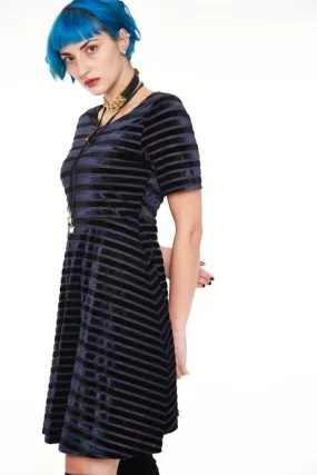 Black Velvet Stripe Dress