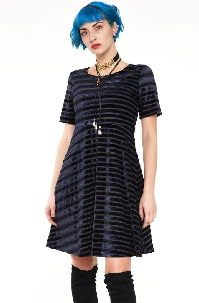 Black Velvet Stripe Dress