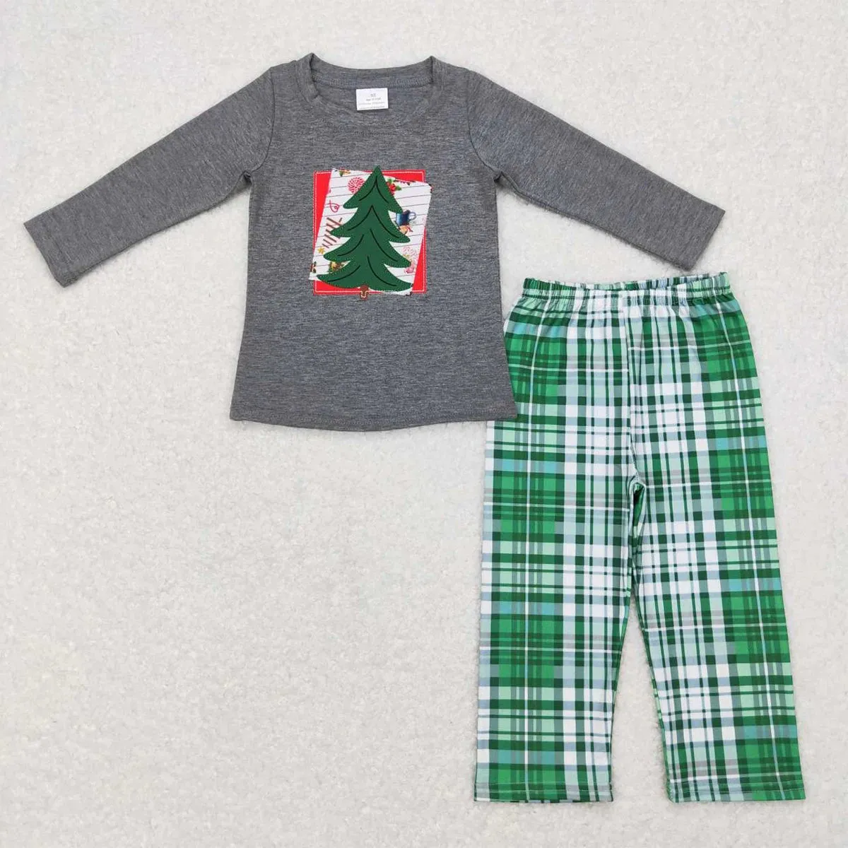 Boys Outfit - Christmas Loungewear - Green Tree Plaid to 14/16