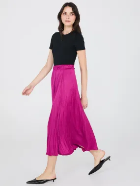 Broomstick Pleated Satin Skirt