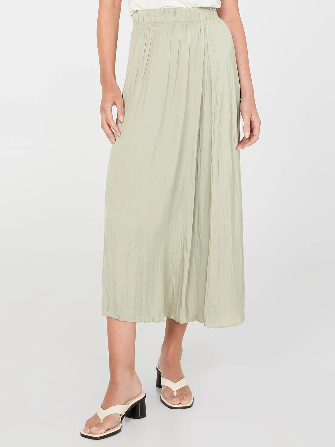 Broomstick Pleated Satin Skirt