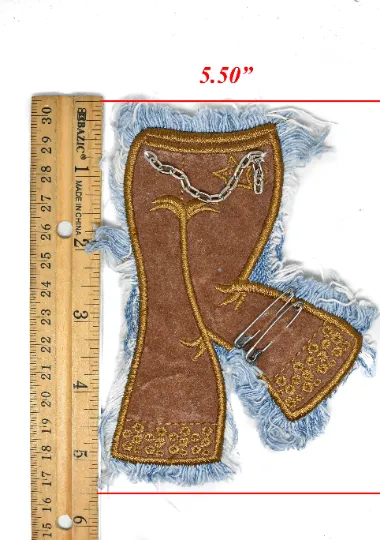 Brown Cowboy Jean Applique 5.50" x 3.50" - 1 Piece