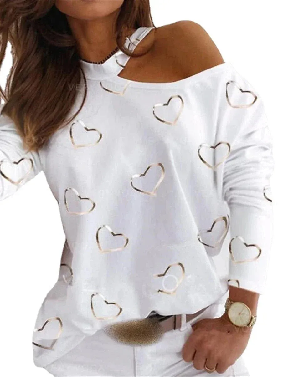 Elegant Butterfly Heart Long Sleeve Womens T-Shirt for Versatile Casual and Formal Wear