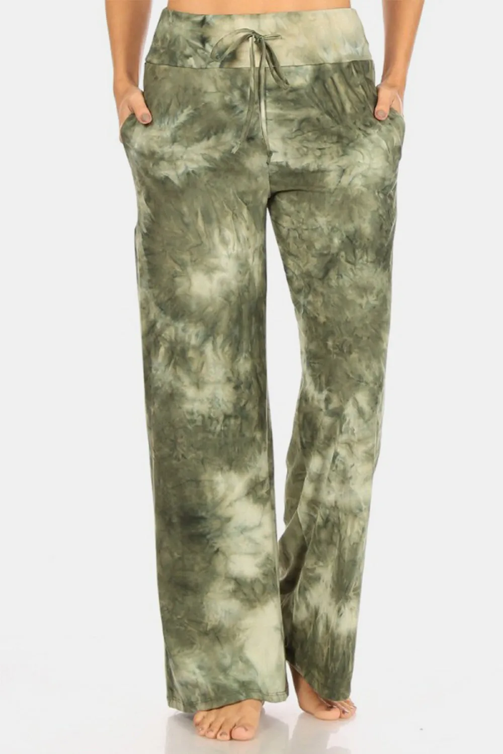 Buttery Soft Printed Drawstring Pants Green