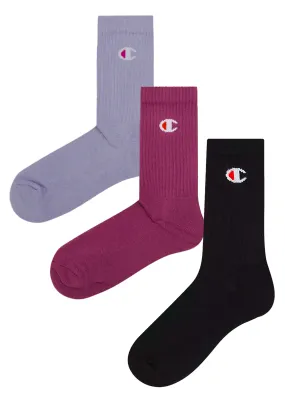 Champion 3 Pack Sports Crew Socks in Multi Colour <br> SXQE3N 08K