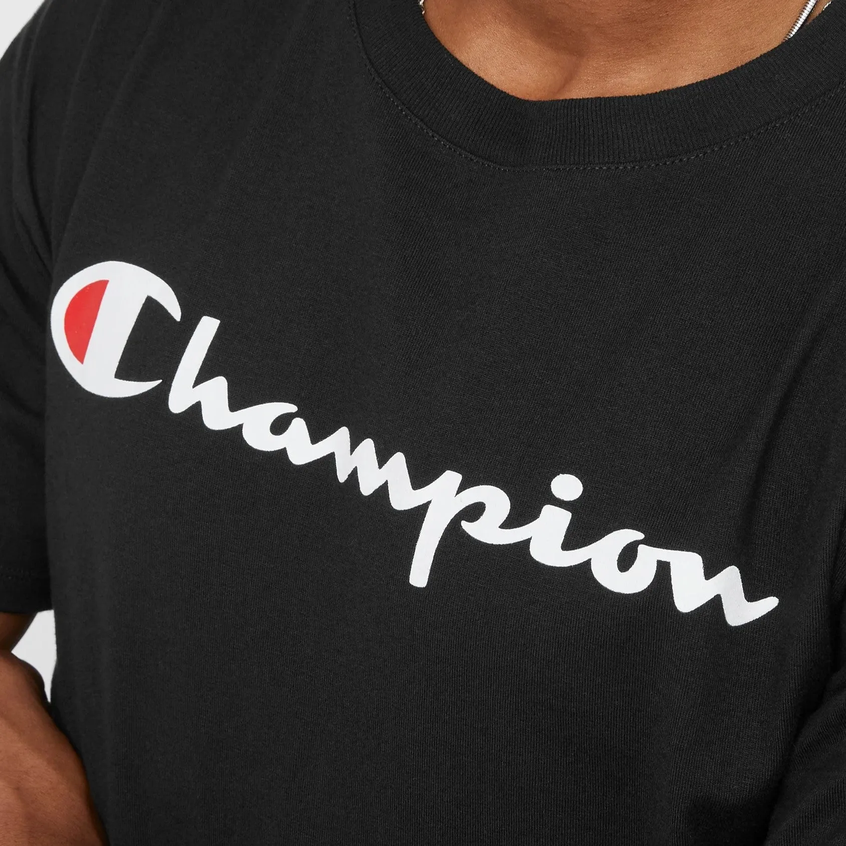 Champion Authentic Script Logo Print Jersey T-Shirt - Black