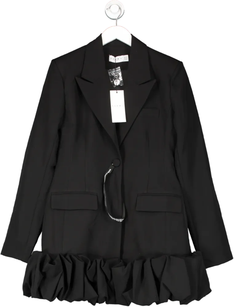 Club L Black Tailored Blazer Dress With Ruffled Hem UK 10