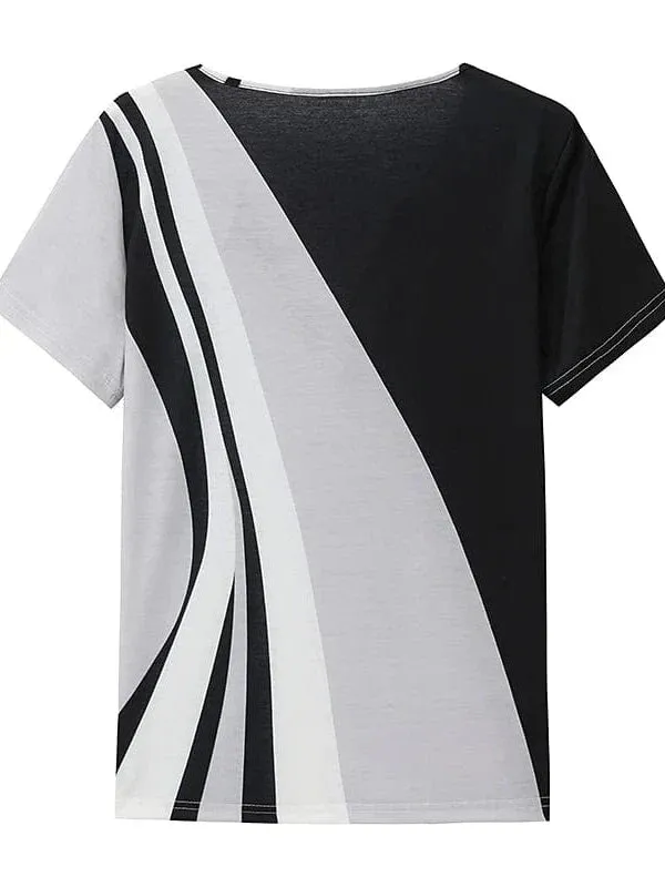 Color Block Henley T-Shirt for Women with Button Closure