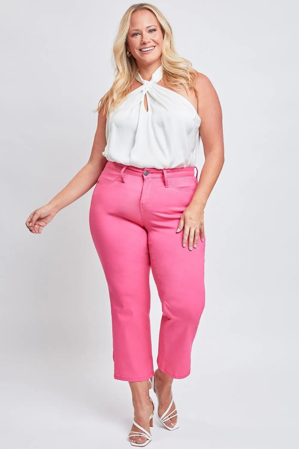 Coral Jeanswear Full Size Mid-Rise Hyperstretch Cropped Straight Pants