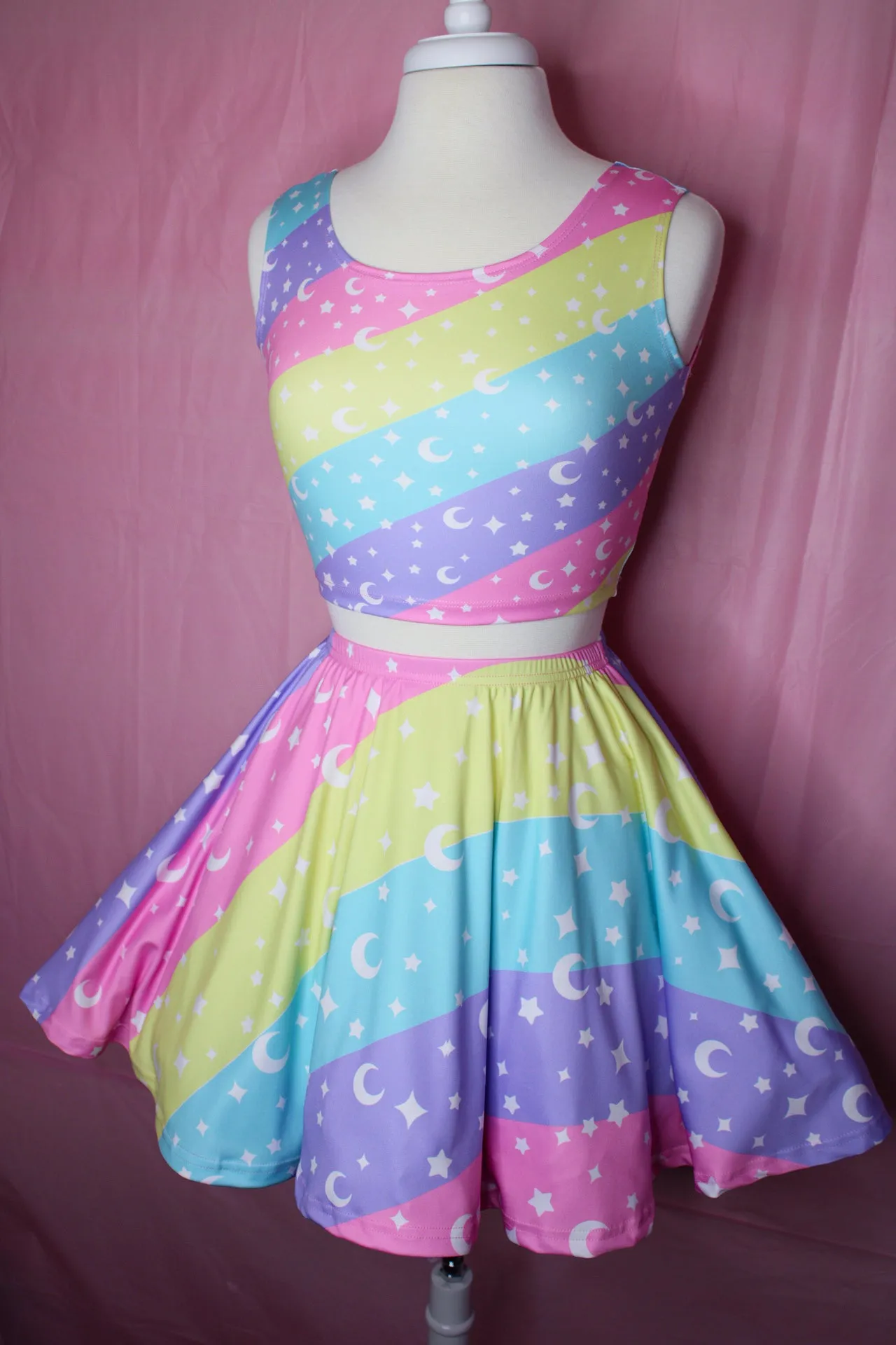 Cosmic Rainbow Skater Skirt [Made To Order]