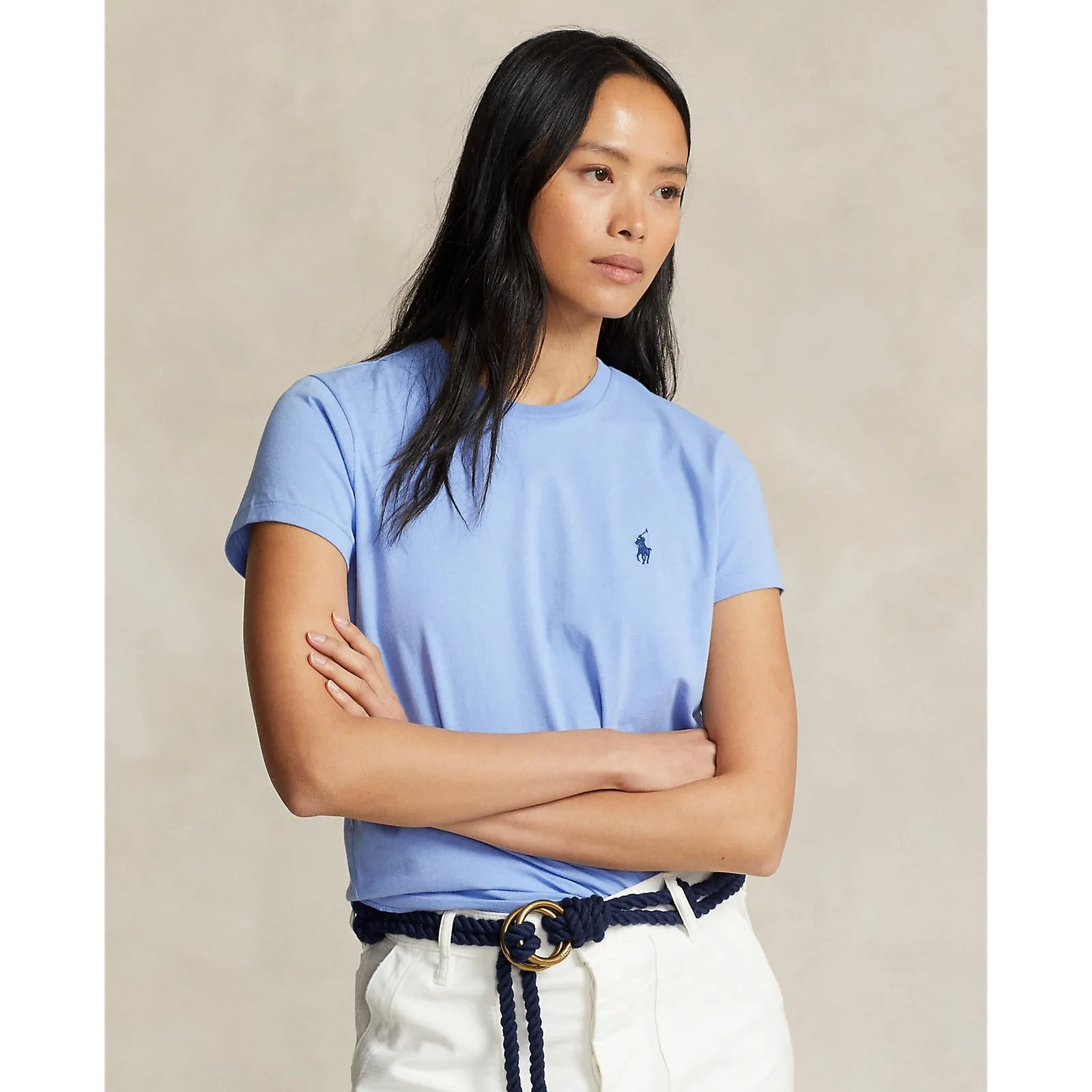 Cotton Crewneck Tee - Dress Shirt Blue