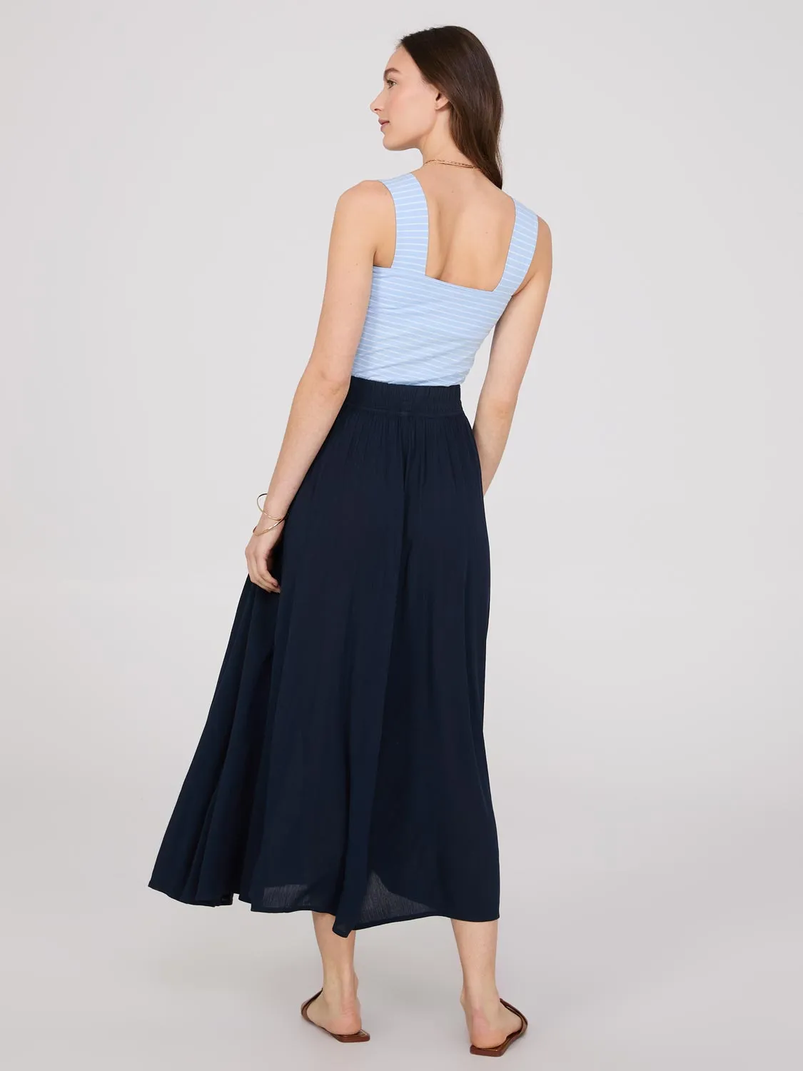 Crinkle Maxi Skirt With Front Slit