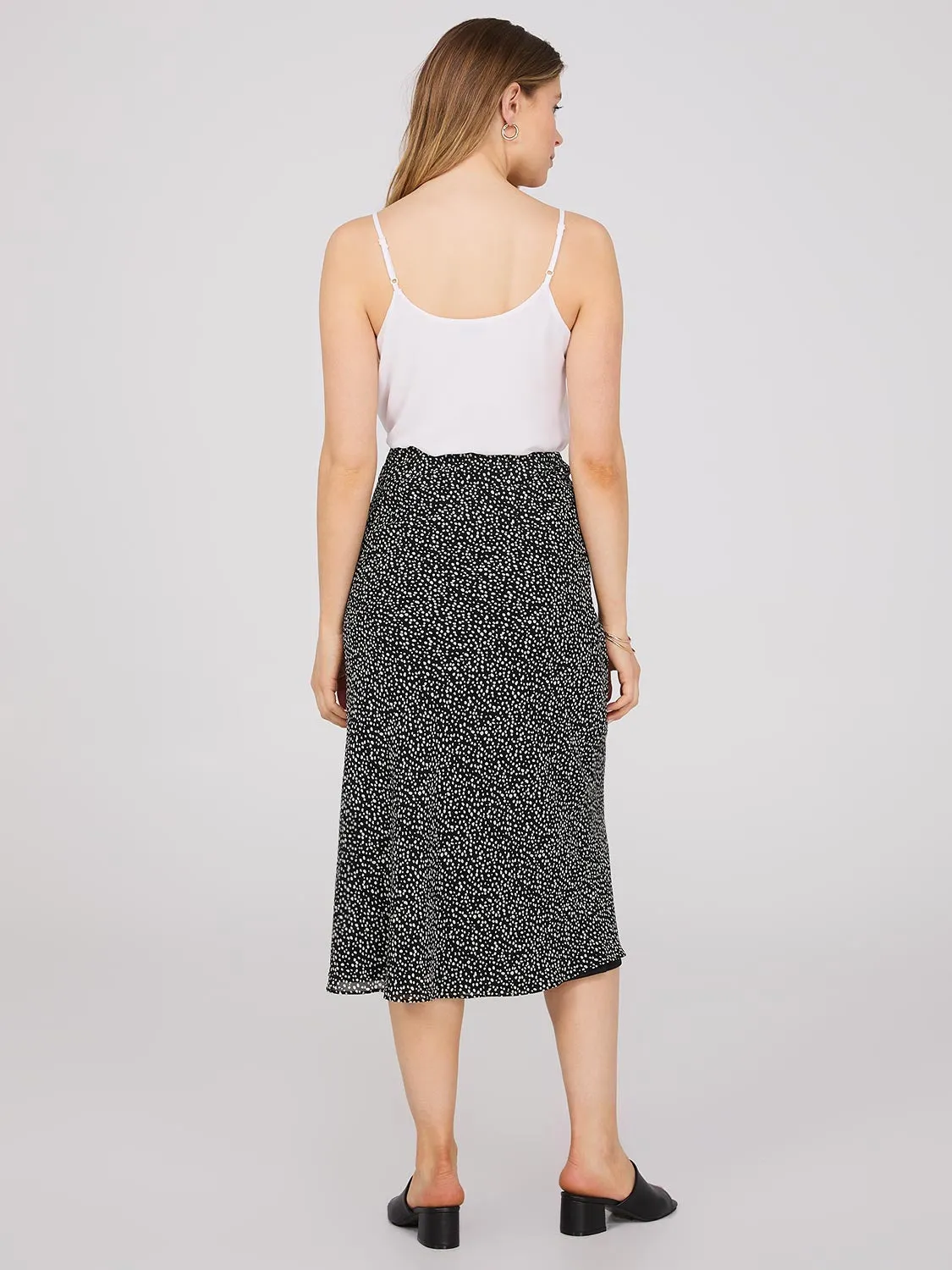 Dot Print Chiffon A-Line Skirt