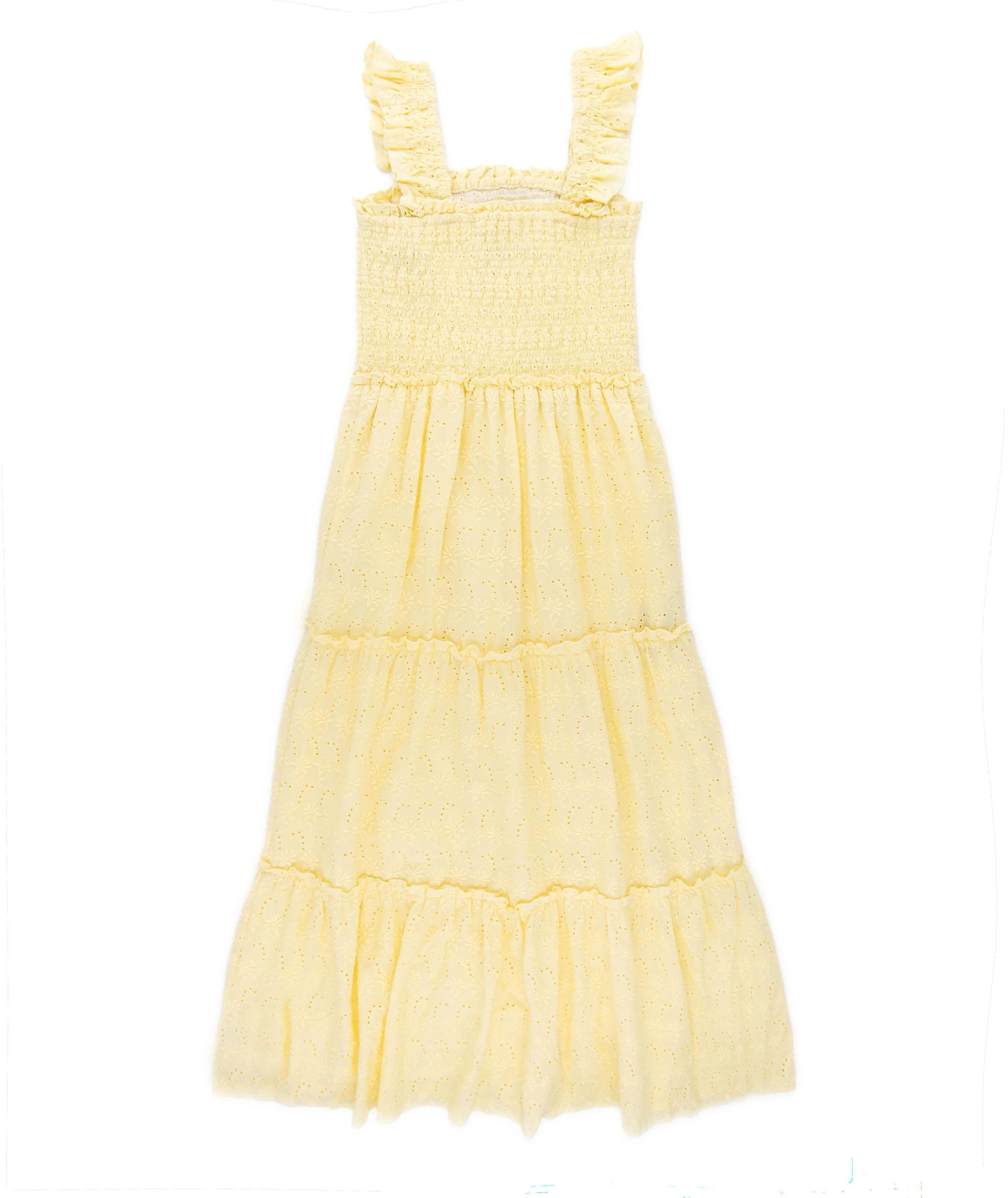 FBZ Girls Yellow Floral Eyelet Maxi Dress