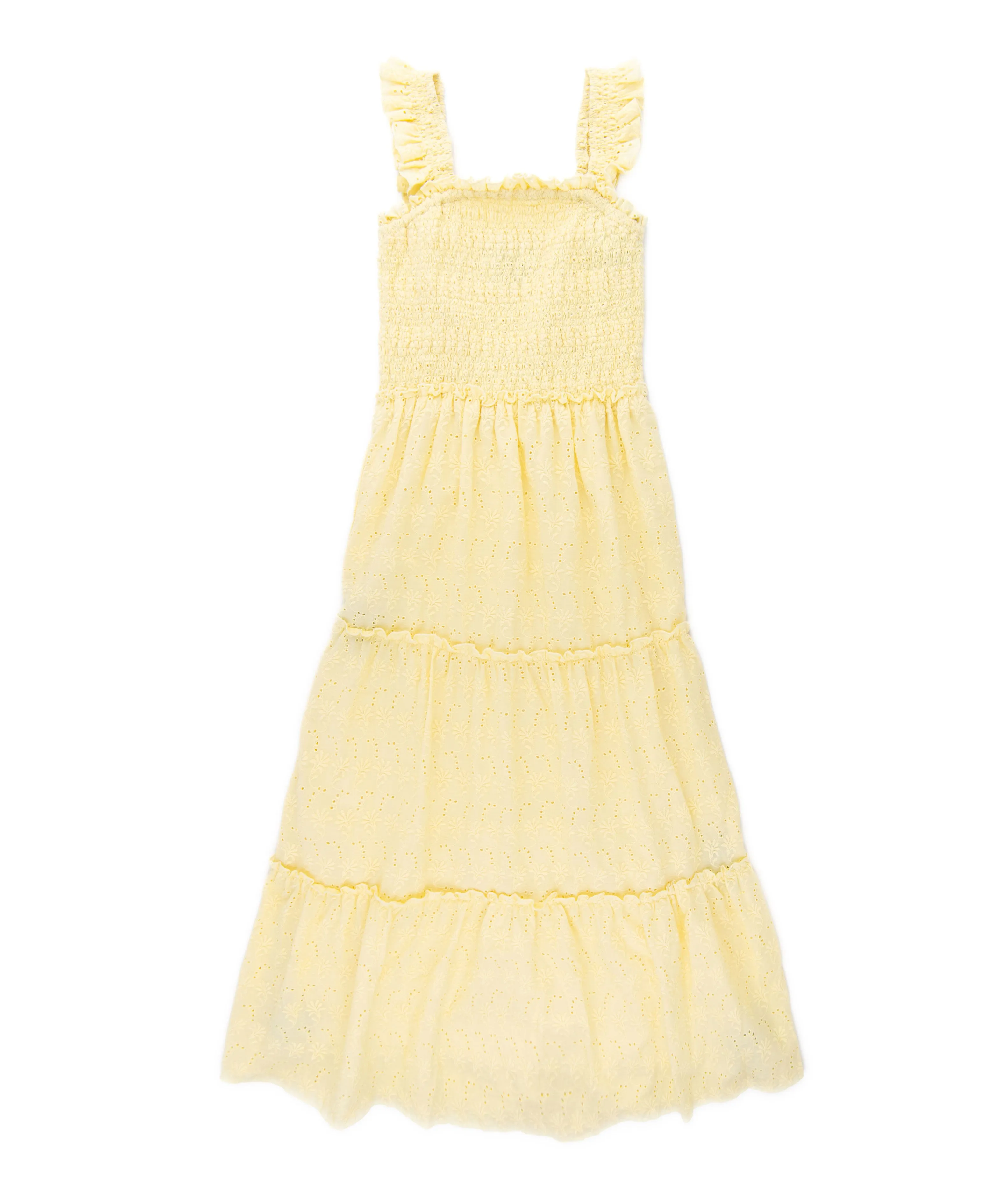 FBZ Girls Yellow Floral Eyelet Maxi Dress