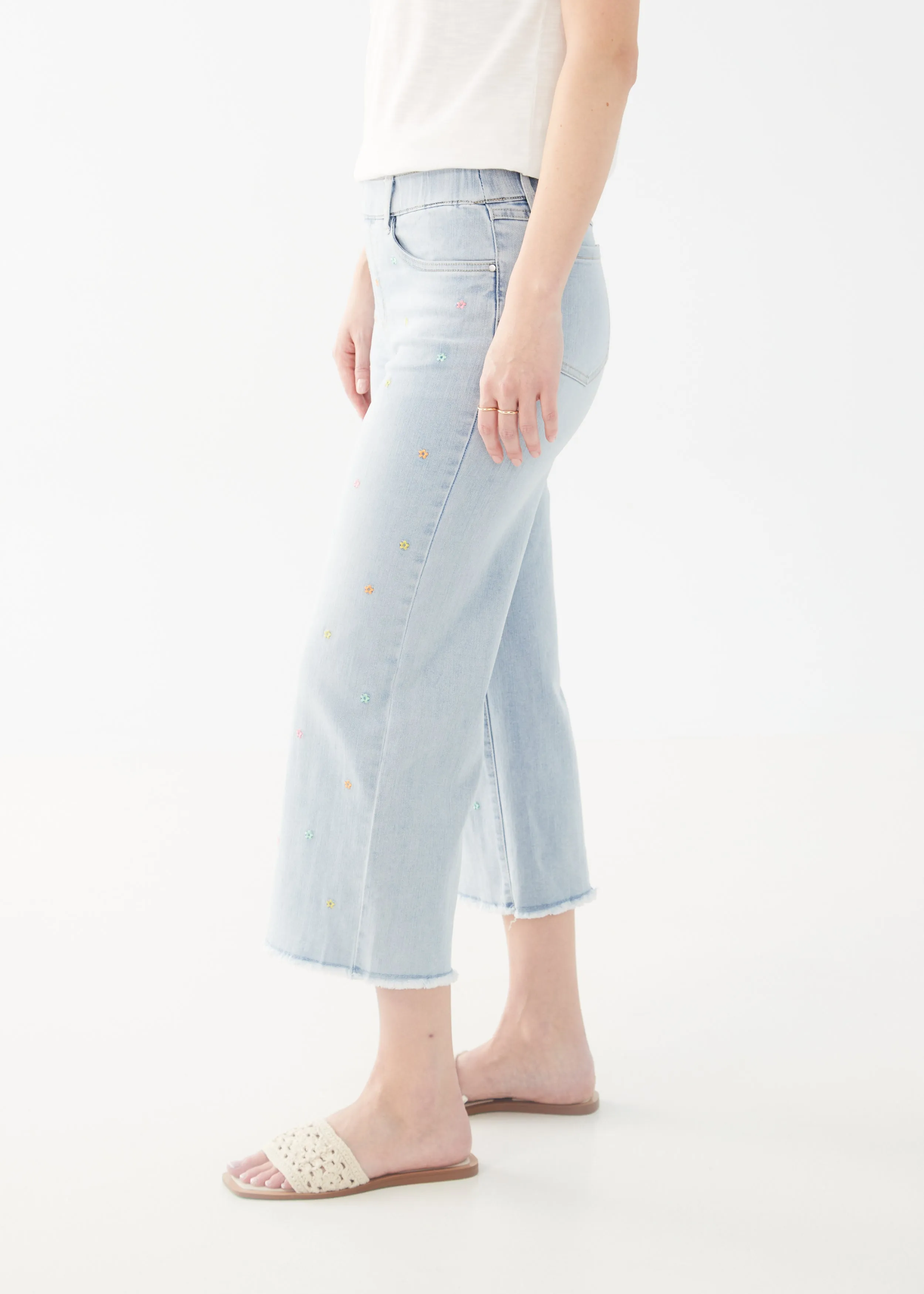 FDJ pull-on jeans 2538669, embroidered wide crop