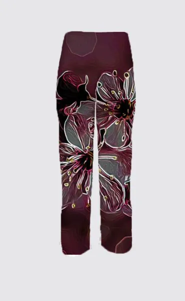 Floral Embosses: Pictorial Cherry Blossoms 01-04 Designer Parma Capris