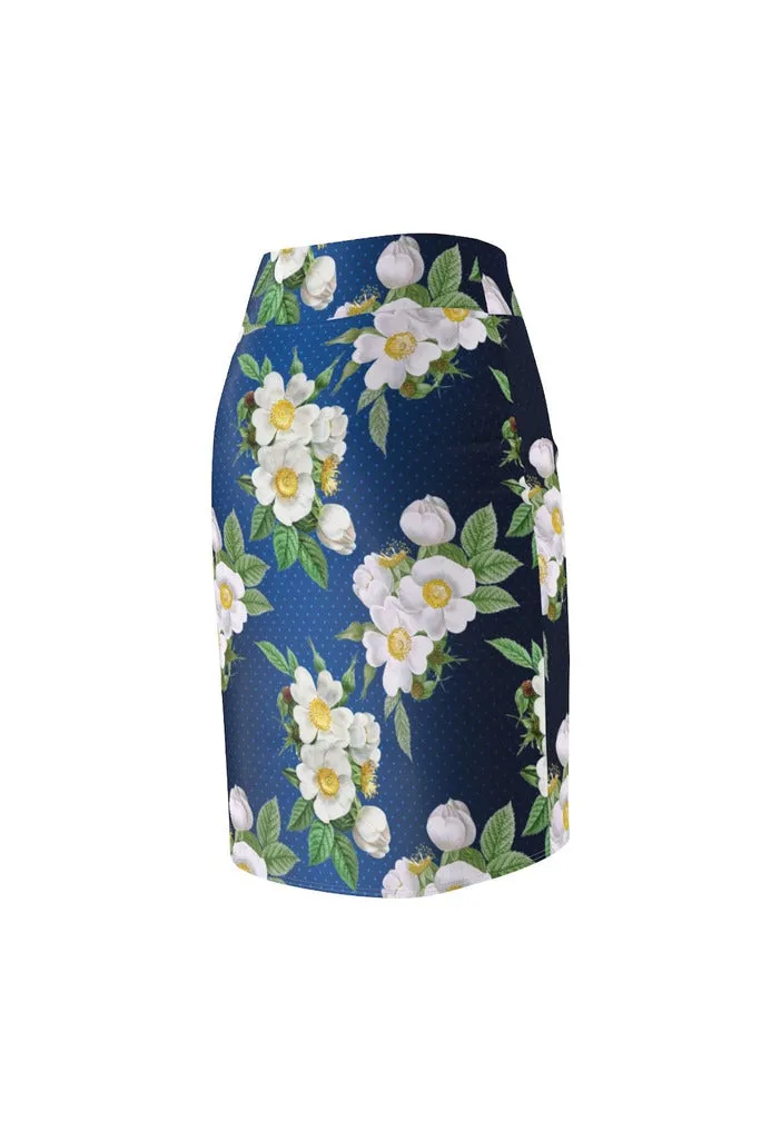 Floral Polka Dots Women's Pencil Skirt