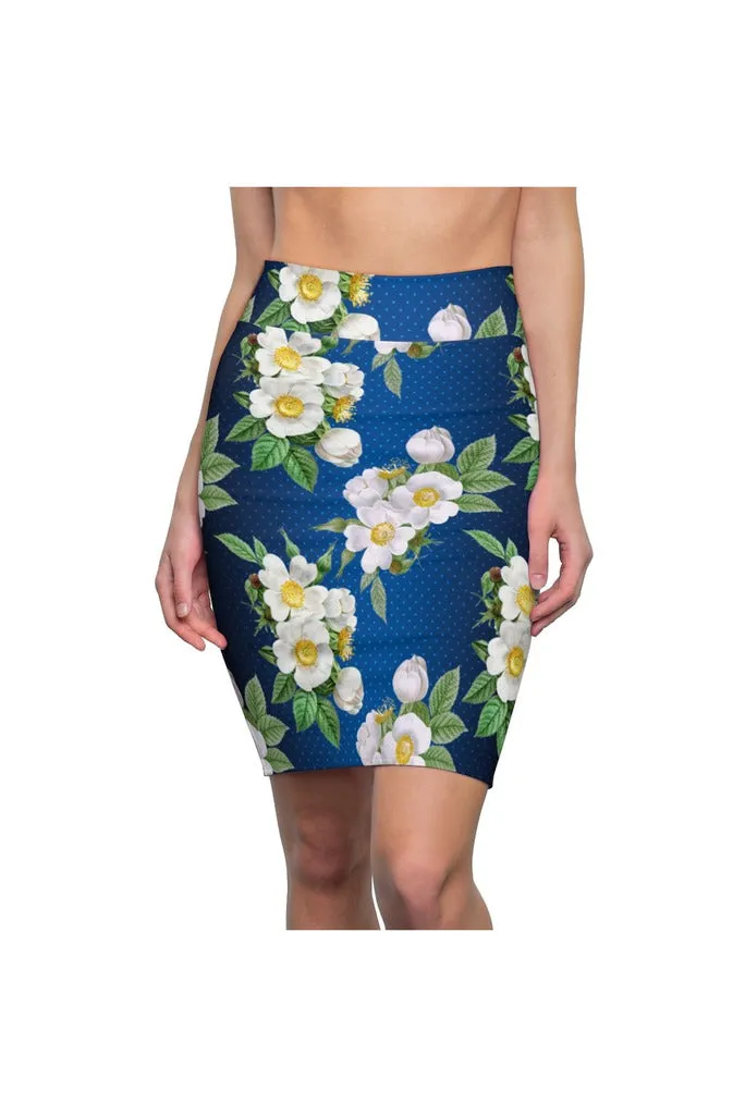 Floral Polka Dots Women's Pencil Skirt