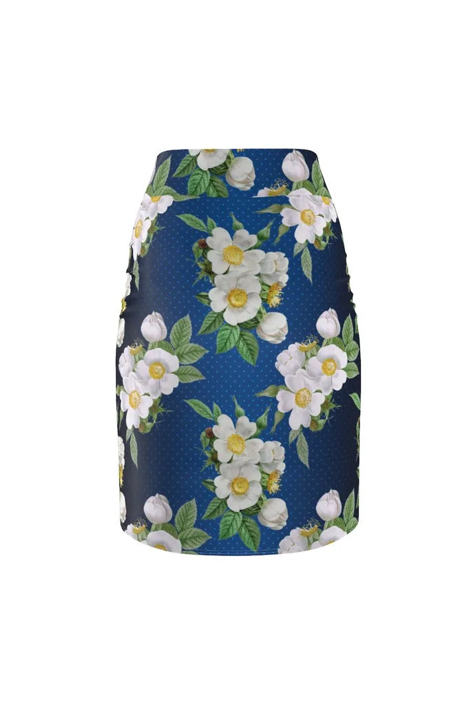 Floral Polka Dots Women's Pencil Skirt