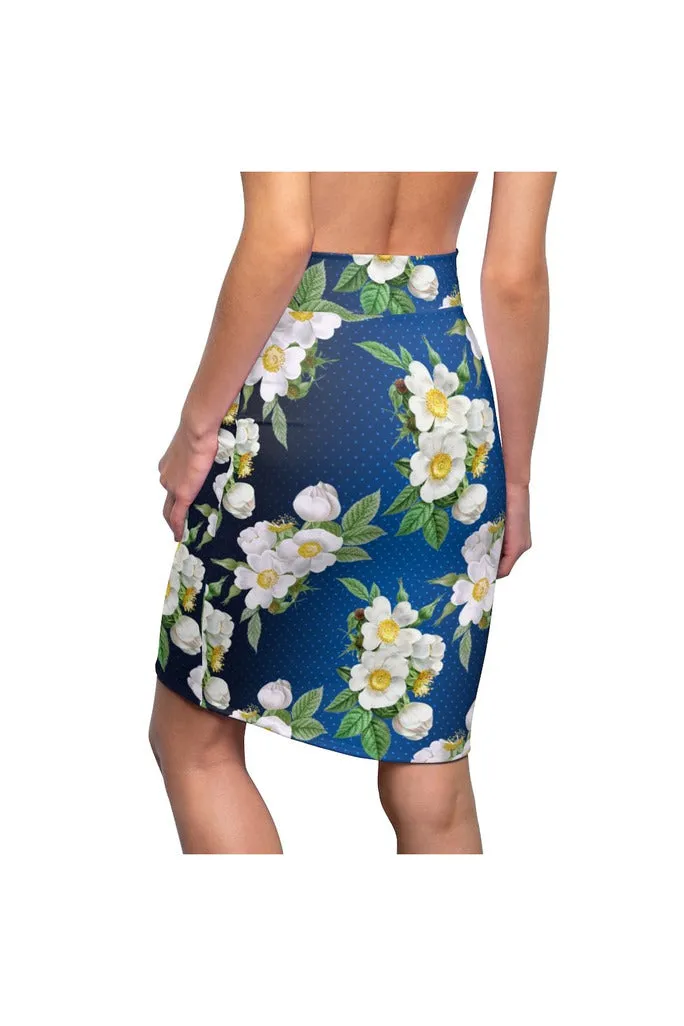 Floral Polka Dots Women's Pencil Skirt