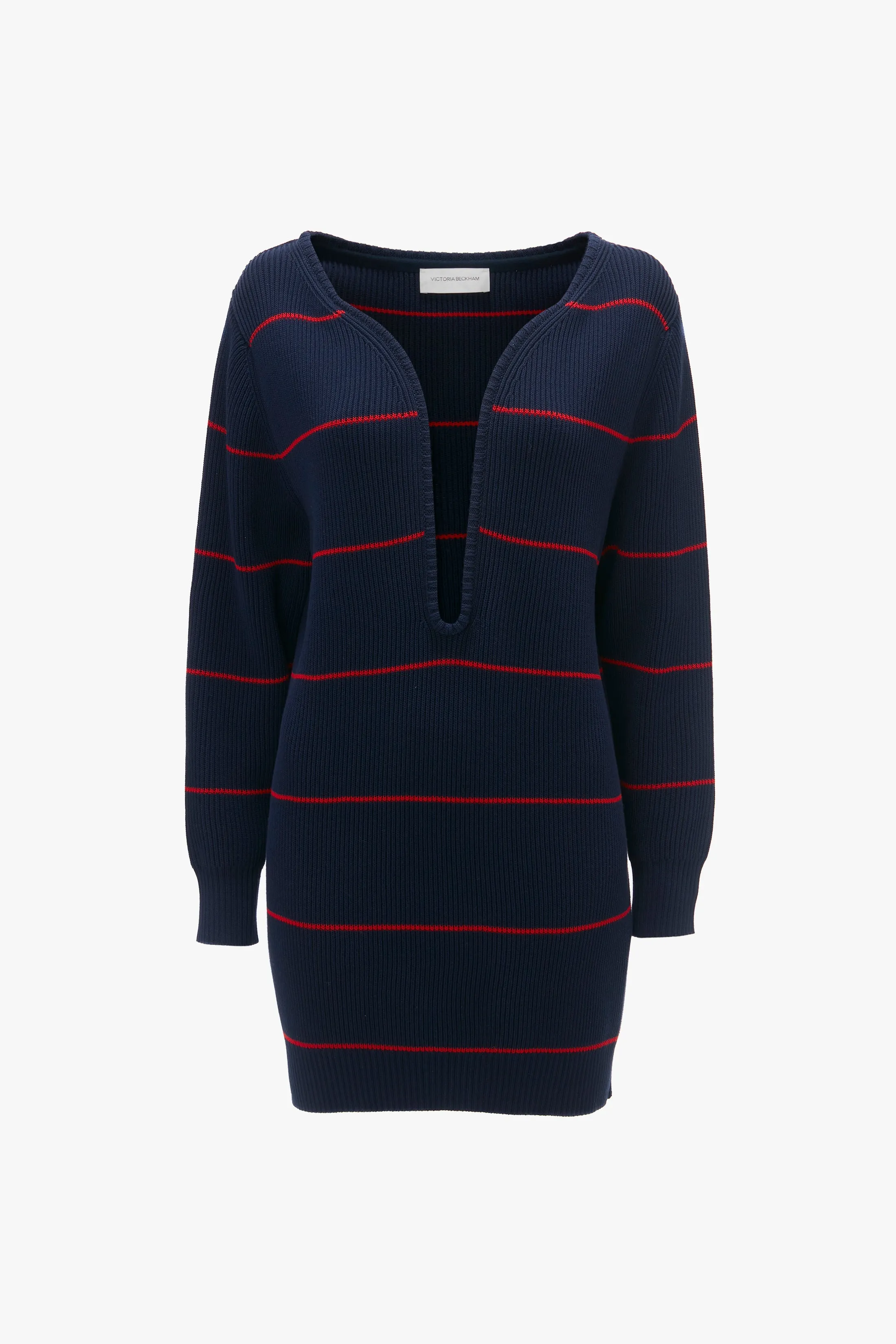 Frame Detail Jumper Dress In Navy-Red