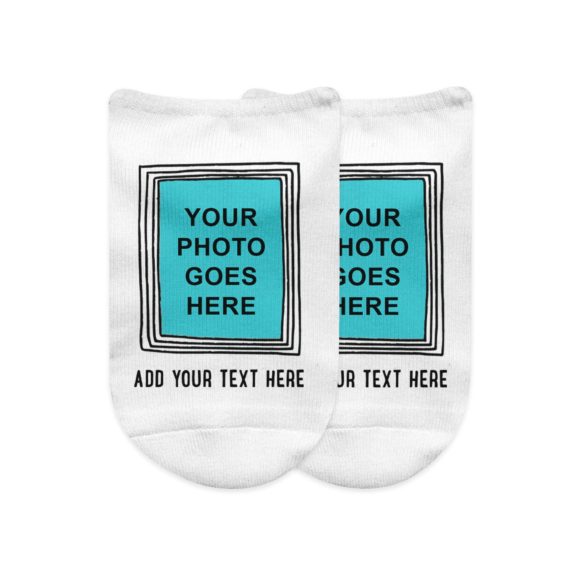 Framed Design with Your Photo and Text on No Show Socks