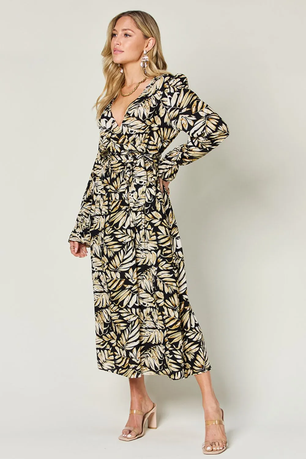 Full Size Tie Back Flounce Sleeve Dress