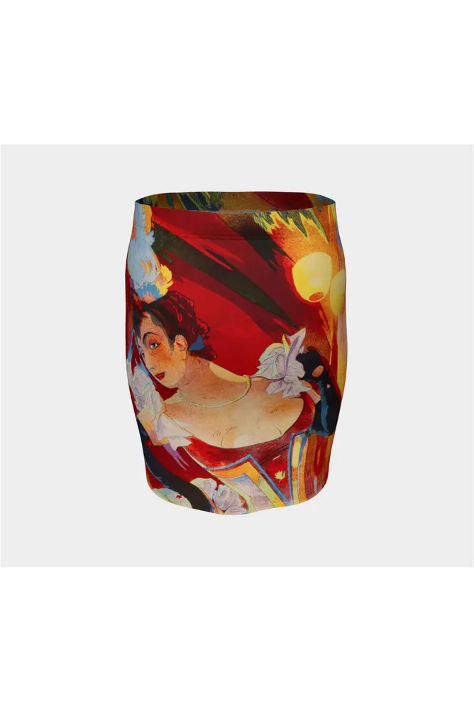 Geneve  Vintage Print Fitted Skirt