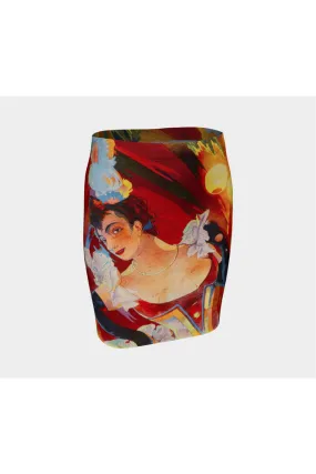 Geneve  Vintage Print Fitted Skirt