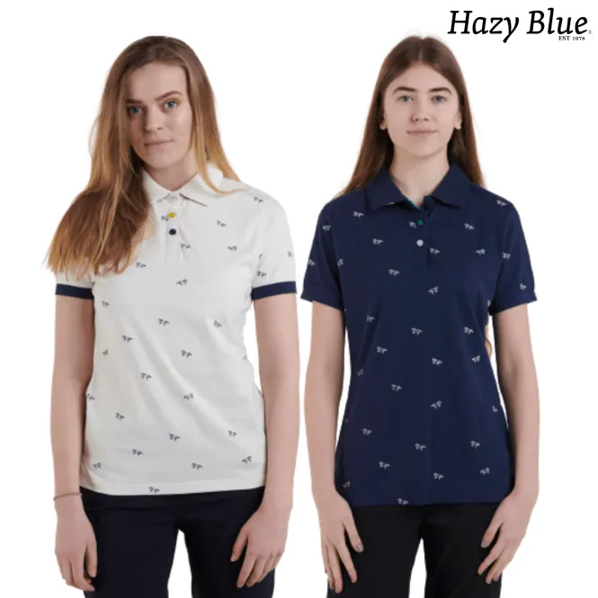 Hazy Blue Womens Cotton Short Sleeve Polo Shirt - Poppy II