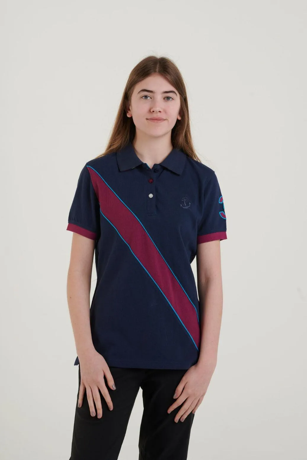 Hazy Blue Womens Short Sleeve Polo Shirt - Carly II