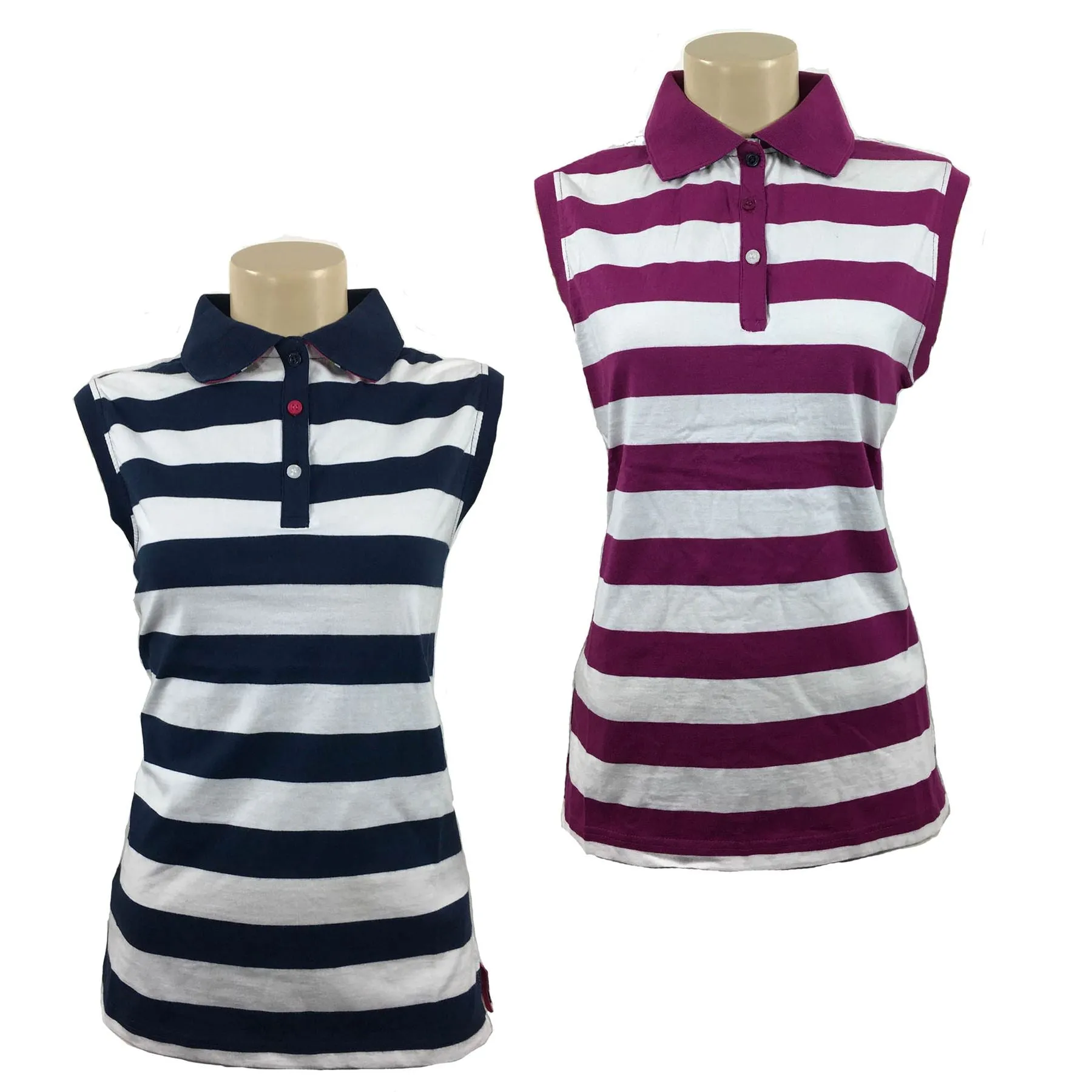 Hazy Blue Womens Sleeveless Polo Shirt - Minnie