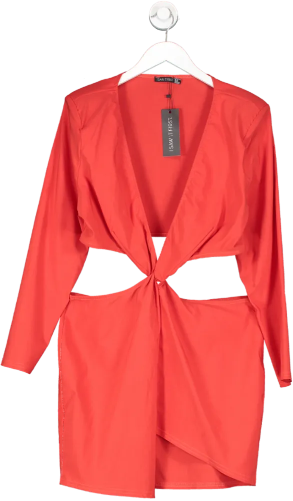 I saw it first Red Bengaline Twist Wrap Front Blazer Dress UK 16